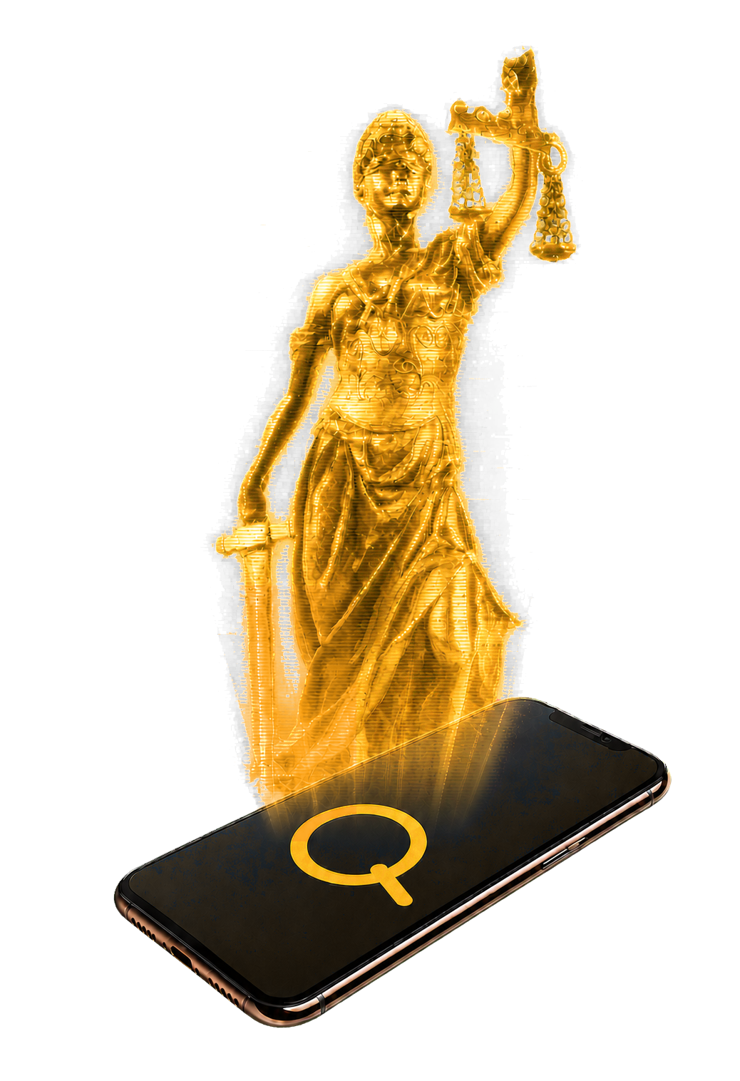 Dama de la Justicia holográfica con el símbolo de Quars Abogados